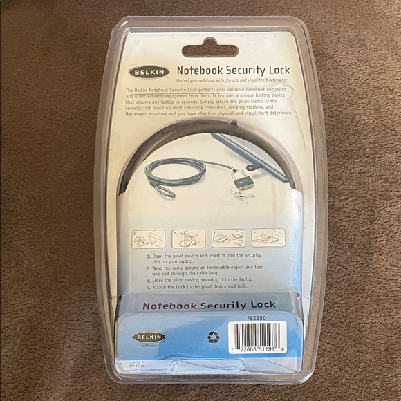 NWT Belkin F8E550 Notebook Computer Security Lock with Key Case - Picture 2 of 3
